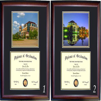 Louisiana at Monroe Diploma Frame - Photo Option #1 - Walnut Frame