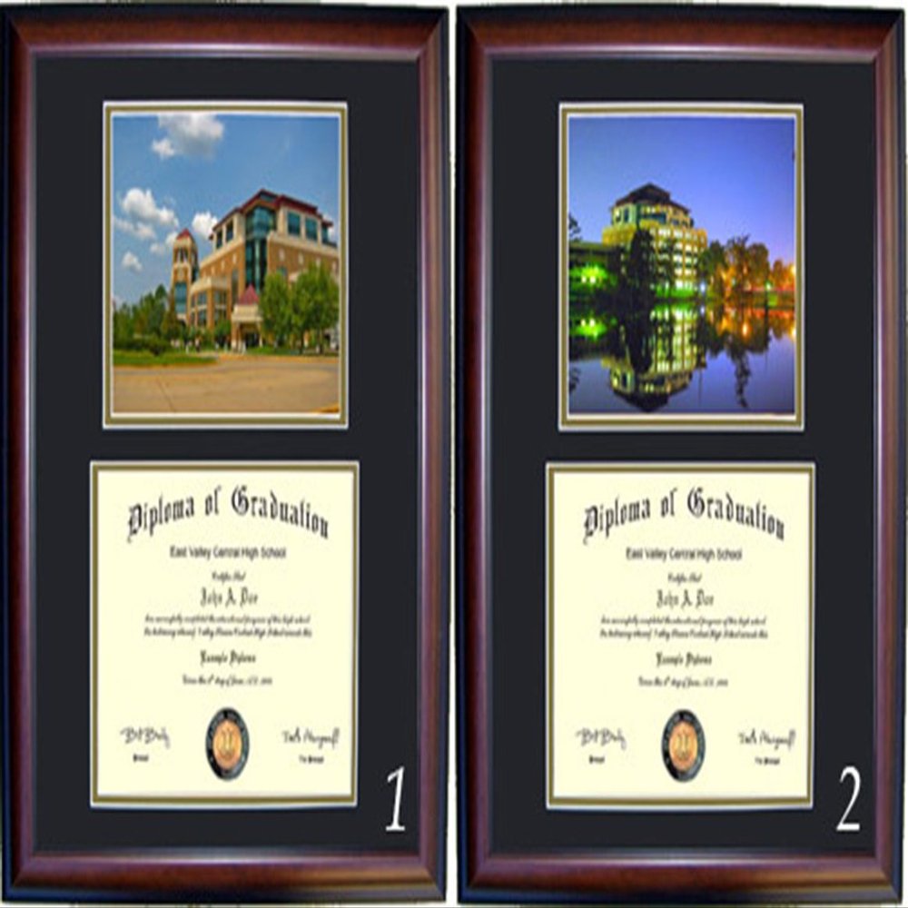 Louisiana at Monroe Diploma Frame - Photo Option #1 - Walnut Frame