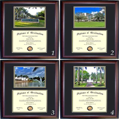 Miami Diploma Frame - Photo Option #2 - Cherry Frame