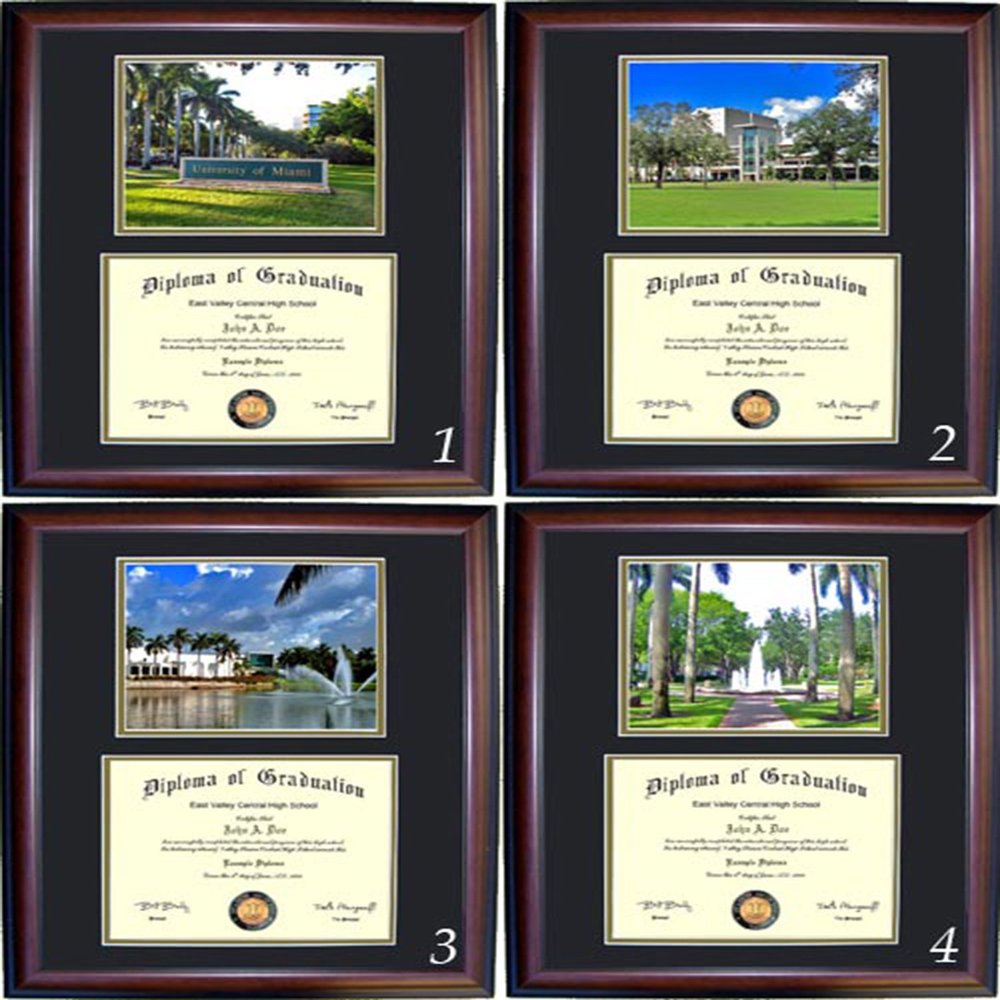 Miami Diploma Frame - Photo Option #2 - Cherry Frame