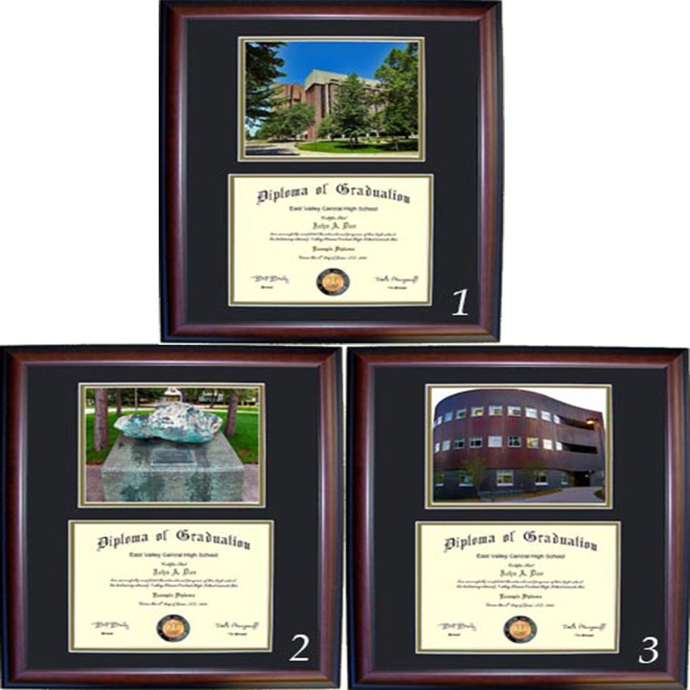 Michigan Technological University Diploma Frame - Photo Option #3 - Cherry Frame