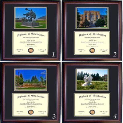 Wyoming Diploma Frame - Photo Option #3 - Walnut Frame