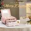 Vlando Princess Style Jewelry Box for Girls Jewelry Box Girls 12-14 3-Layer Kids Jewelry Box with Mirror Little Girls Jewelry Box 8-12 Birthday Gift for Teens Girls (Pink) view 2