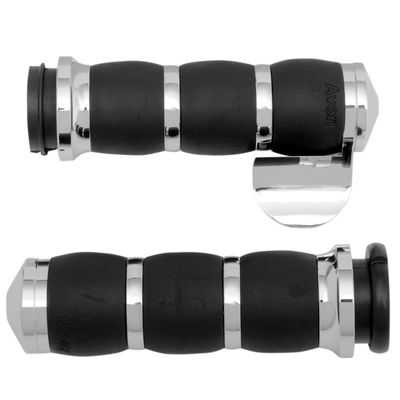 Avon Chrome Velvet Air Grips with Throttle Boss for 2008 & Newer TBW Harley Touring models - AIR-93-BOSS-FLY
