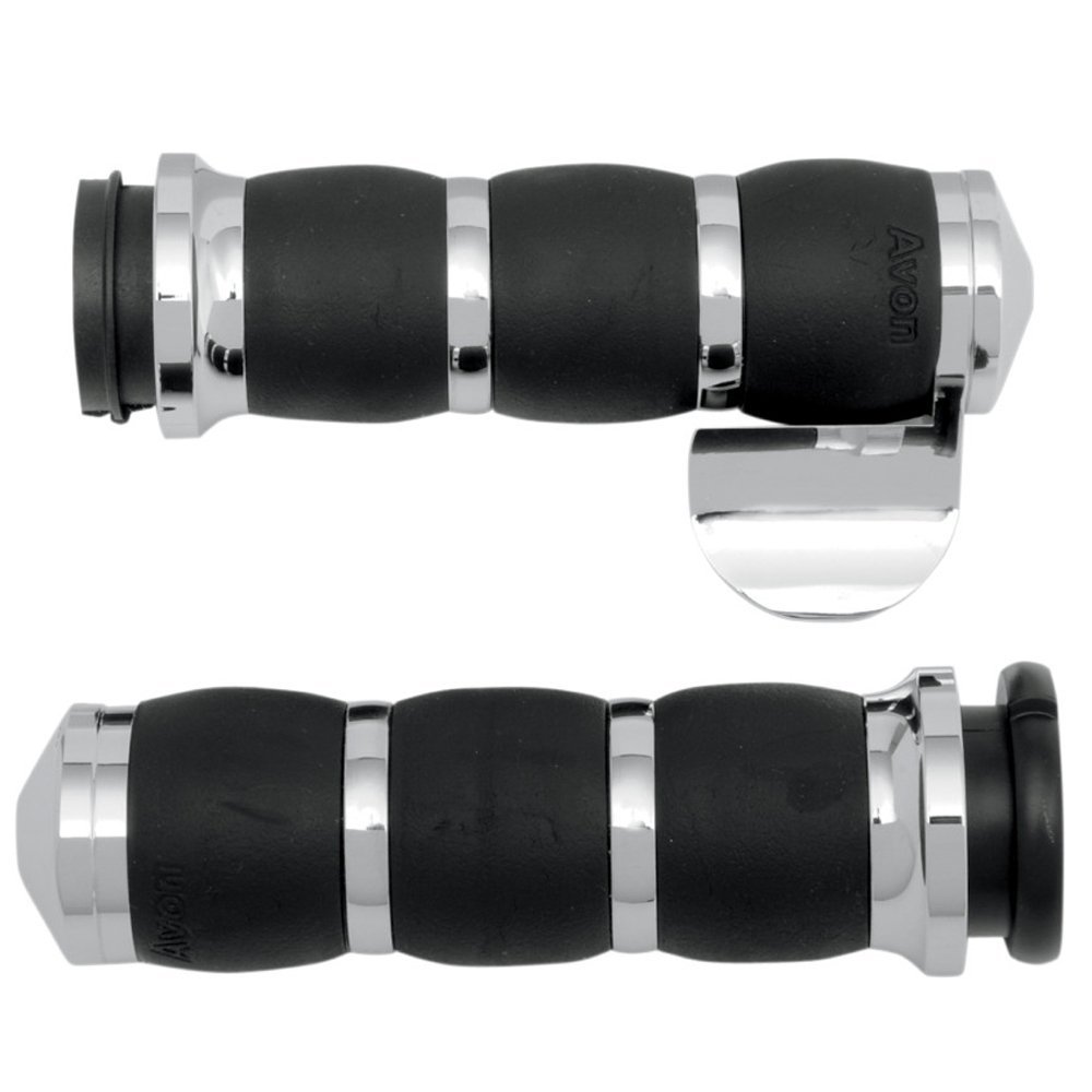 Avon Chrome Velvet Air Grips with Throttle Boss for 2008 & Newer TBW Harley Touring models - AIR-93-BOSS-FLY