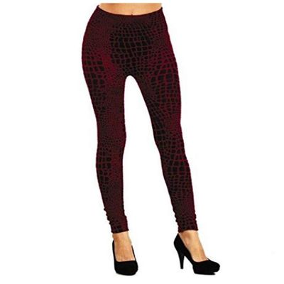 Leggings - Baroque Merlot Wide Waistband-Thicker Material-Made USA Small