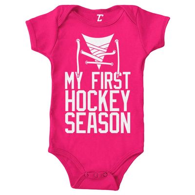 My First Hockey Season - Sports Fan Bodysuit (Pink, 18 Months)