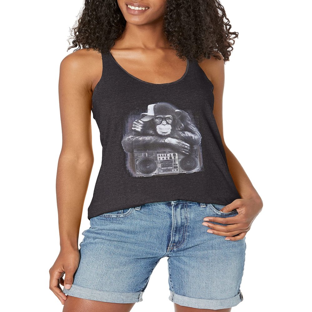 Lost Gods Chimp Beat Women's Racerback Tank Top, Black Heather, X-Large