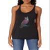 Lost Gods Cosmic Owl Women's Racerback Tank Top, Black Heather, Medium view 2