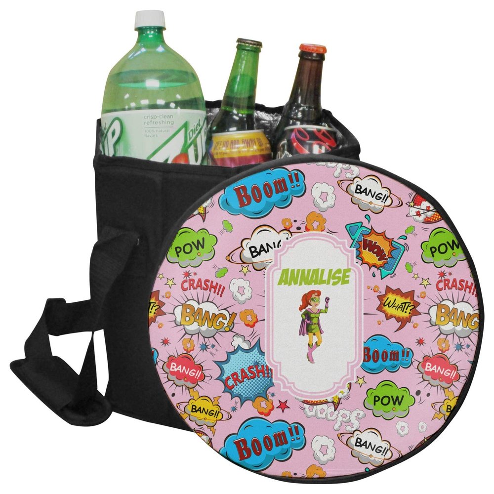 YouCustomizeIt Personalized Woman Superhero Collapsible Cooler & Seat