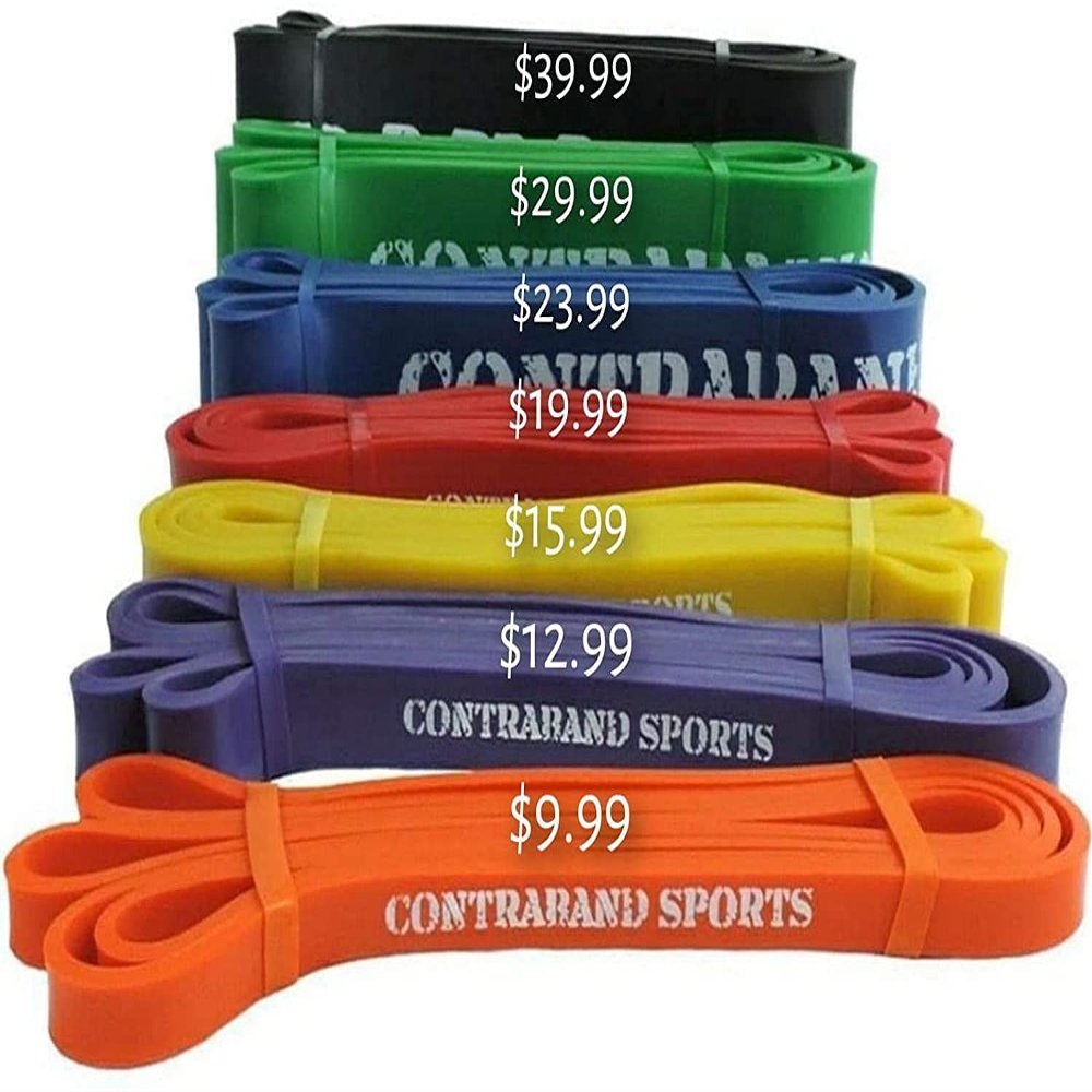 Contraband Sports 7419 41in Loop Elastic Resistance Bands, Weight Lifting Bands, Powerlifting Bands, Pullup Assistance Bands, and Yoga Stretch Bands - Gym, Home, or Travel (#3 Red, 41 inch)