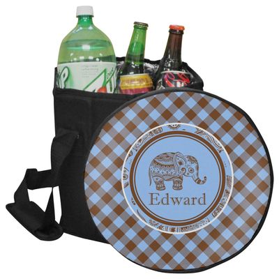 YouCustomizeIt Personalized Gingham & Elephants Collapsible Cooler & Seat