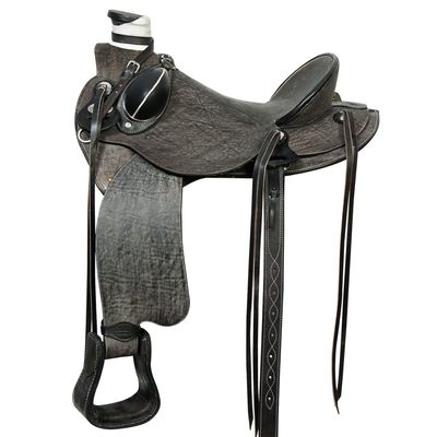 HILASON Rustic Black 16 in Western Horse Wade Saddle American Leather Ranch Roping Antique | Hand Tooled