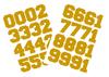 Chalkallaboutit Sports Helmet Numbers 1.5" Baseball, Softball, Hockey, Football and Lacrosse (Gold) view 1