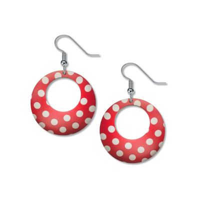 Giclee Printed Brass, Polka Dot Rosie the Riveter Earrings