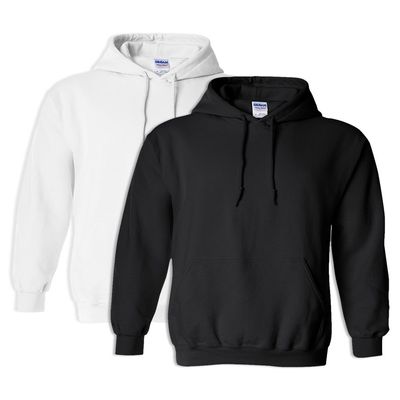 Gildan G18500 Heavy Blend Adult Unisex Hooded Sweatshirt XL 1 White + 1 Black