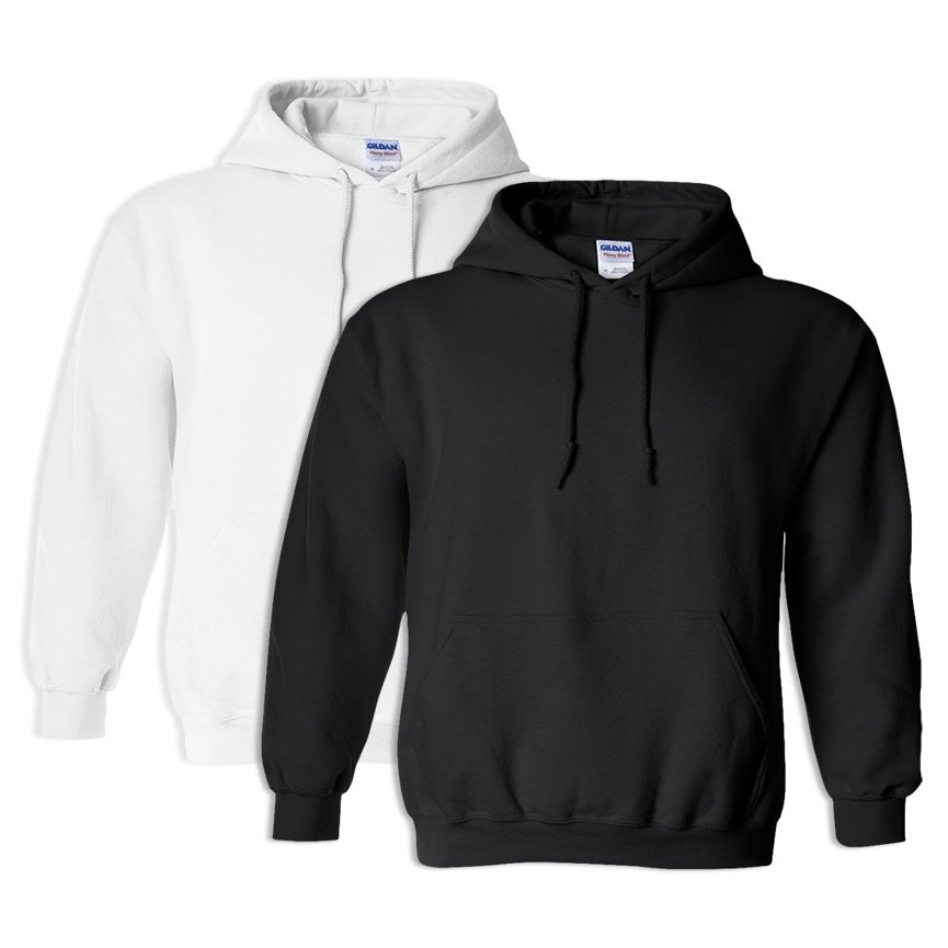 Gildan G18500 Heavy Blend Adult Unisex Hooded Sweatshirt XL 1 White + 1 Black