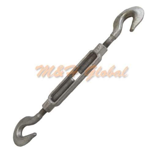 5/8" x 12" Hook Hook Turnbuckle Galvanized Drop Forged Steel Marine Boat Sail