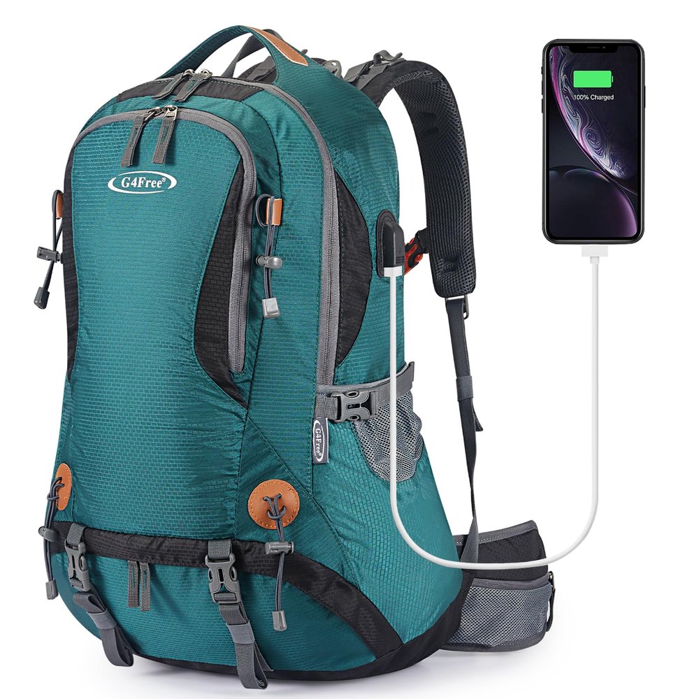 G4Free 50L Hiking Backpack Waterproof Daypack Outdoor Camping Climbing Backpack with Rain Cover for Men Women