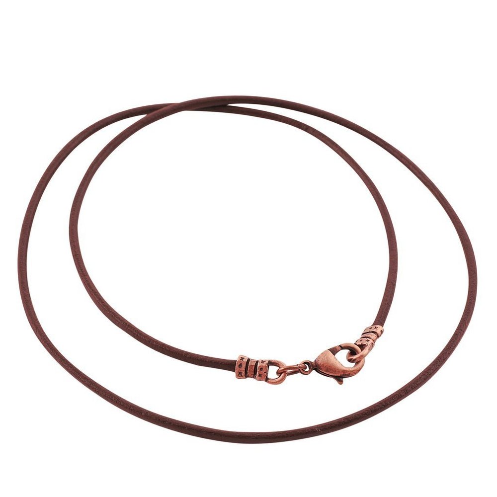 DragonWeave Antique Copper 1.8mm Fine Brown Leather Cord Necklace - 22 inches