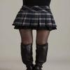 chouyatou Women's A-Line Plaid Wool Blend Pleated Skirt Side Zipper Medium Gray view 4