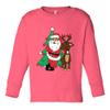 Santa & Reindeer - Elf Christmas Santa Long Sleeve Toddler Cotton Jersey Shirt (Pink, 2T) view 1