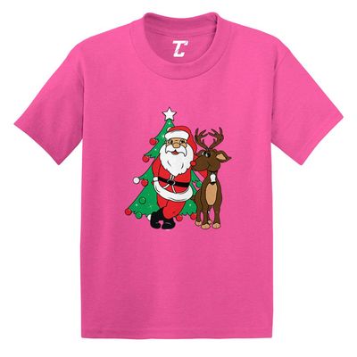 Santa & Reindeer - Elf Christmas Santa Infant/Toddler Cotton Jersey T-Shirt (Pink, 3T)