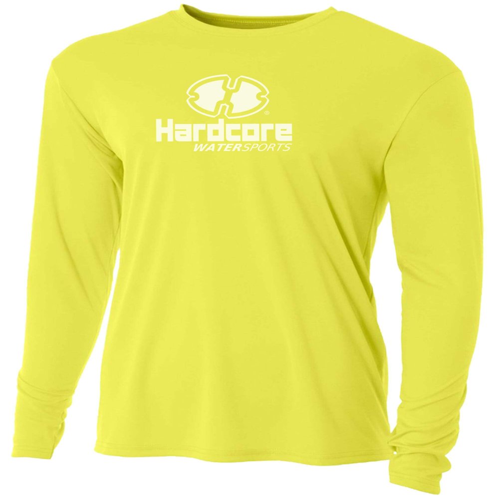 Hardcore Men's Long Sleeve Loose Fit Rash Guard Surf Shirt for Water Sports | Lightweight, Quick-Dry Swimwear Safety Yellow 3X-Large