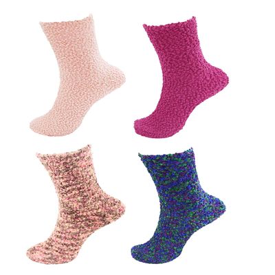 BambooMN Super Soft Knobby Microfiber Fuzzy Socks - 4 Pairs Assortment 96