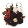 Avalaya 3D Multicoloured Leather Floral Ring With Silver Tone Wire Band - 25mm Diameter - 7/8 Adjustable view 3