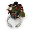 Avalaya 3D Multicoloured Leather Floral Ring With Silver Tone Wire Band - 25mm Diameter - 7/8 Adjustable view 4
