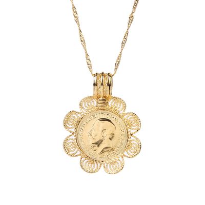 24k Gold Coin Pendant Celebrity Lucky Coin Pendant Necklace