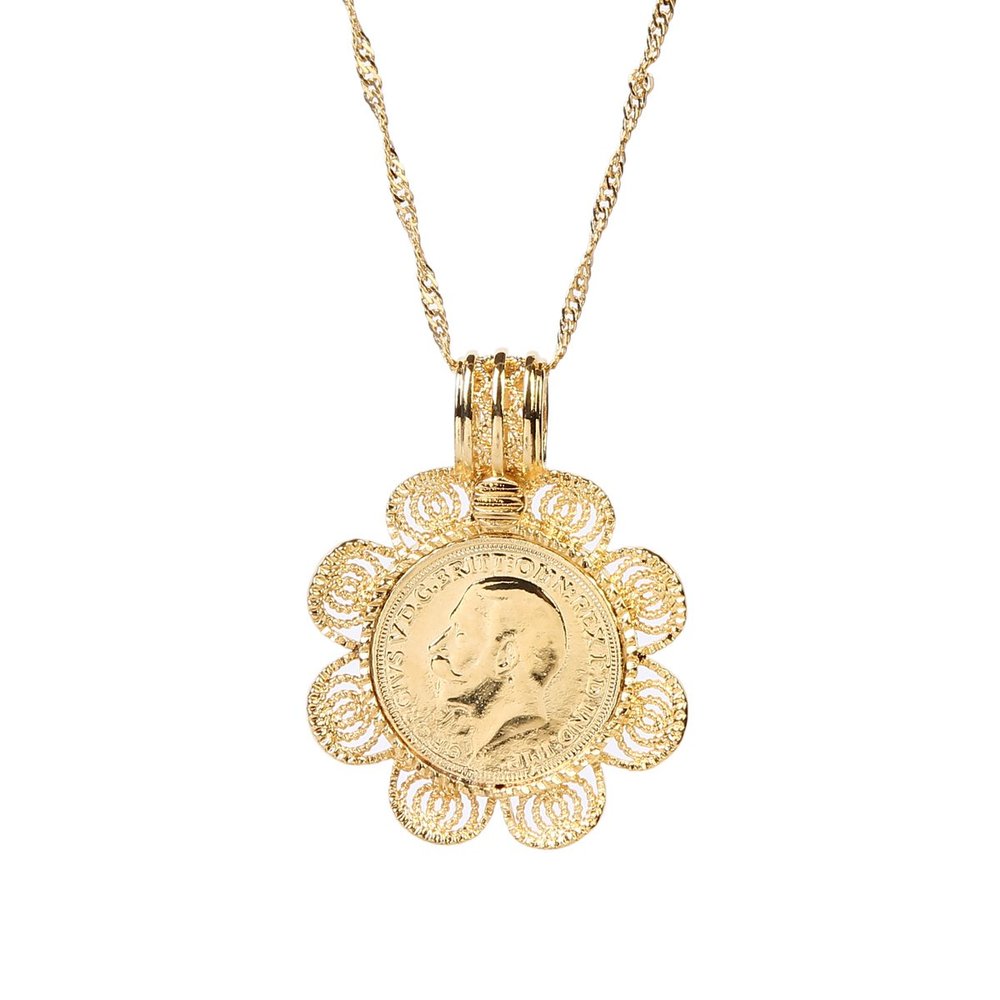 24k Gold Coin Pendant Celebrity Lucky Coin Pendant Necklace