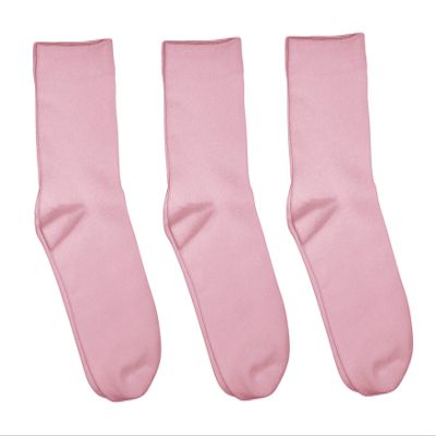 Rambutan Kids (3 Pack) Comfort Seam Plain Color Rayon derived from Bamboo School Socks (13-2, Pink)