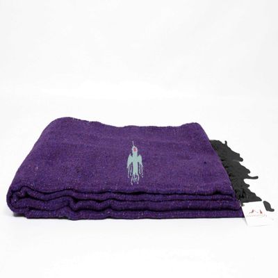 Open Road Goods Yoga Blanket - Thick Mexican Thunderbird Blanket - Handmade and Made for Yoga! (Dark Purple)