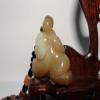 2" China Certified Nature Nephrite Hetian Sugar Jade Solid Blessing Lad Pendants view 3