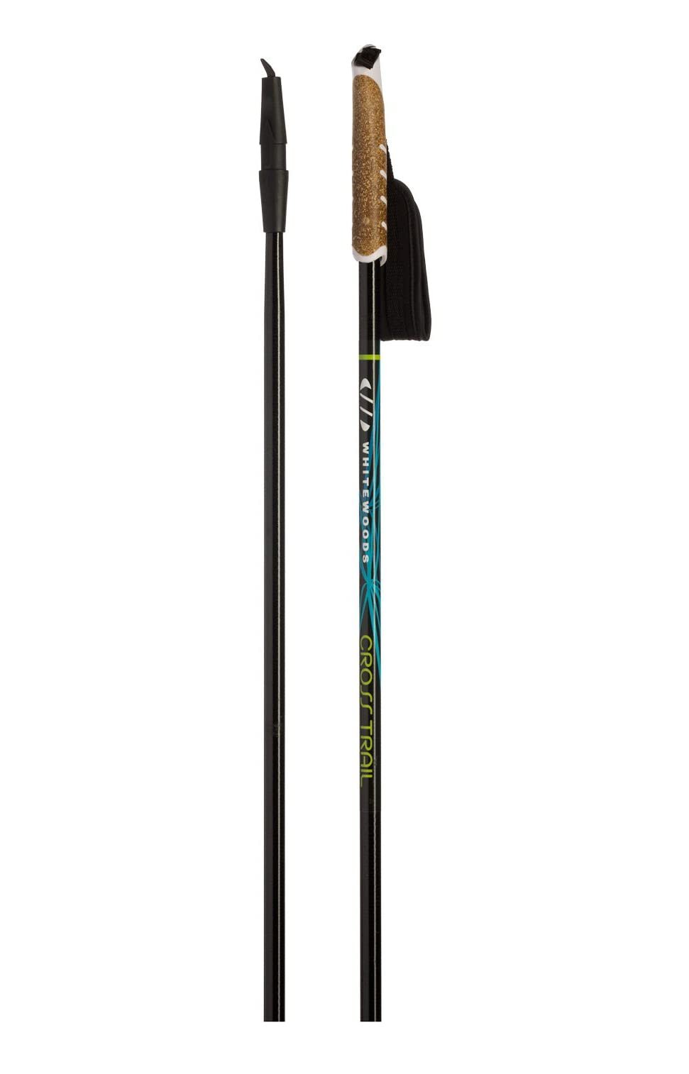 Whitewoods New Cross Trail Junior XC Cross Country Nordic Ski Poles 60-115cm (60cm),Black/Green