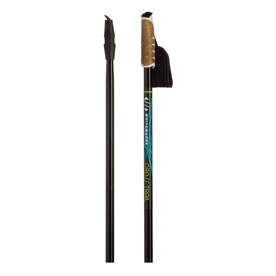 Whitewoods New Cross Trail Junior XC Cross Country Nordic Ski Poles 60-115cm (70cm), Black/Green