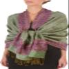 Sakkas Border Pattern Layered Reversible Woven Pashmina Shawl Scarf Wrap Stole - Green Purple view 1