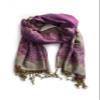 Sakkas Border Pattern Layered Reversible Woven Pashmina Shawl Scarf Wrap Stole - Green Purple view 3