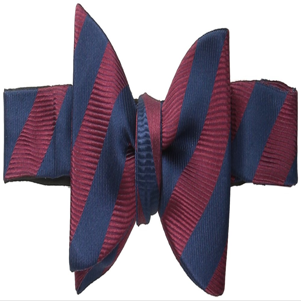 Bruno Piattelli Men's Club Stripe Silk Bow Tie, Navy/Burgundy, One Size
