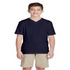 French Toast Big Boys Short Sleeve V-Neck Tee, Navy, 10/12 view 1