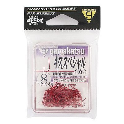 Gamakatsu 66837 Single Hook The Box Kiss Special No. 8, 100 Pieces, Red