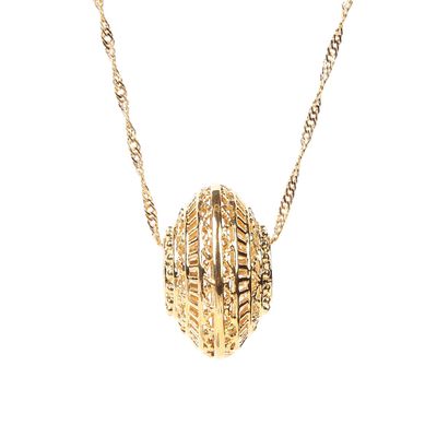 18k Gold Plated Elegant Round Statement Long Pendant Necklace
