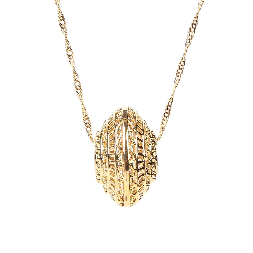 18k Gold Plated Elegant Round Statement Long Pendant Necklace