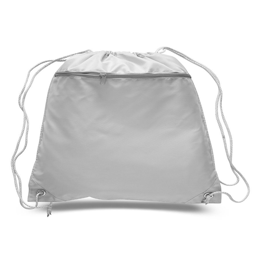2 Dozen (Pack of 24) - Polyester Drawstring Bag (White, 24)