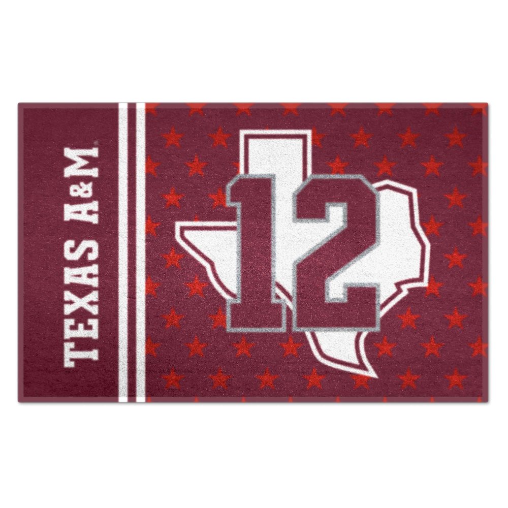 FANMATS 18915 Texas A&M Aggies Starter Mat Accent Rug - 19in. x 30in. | Sports Fan Home Decor Rug and Tailgating Mat - "Texas Outline & 12" Logo
