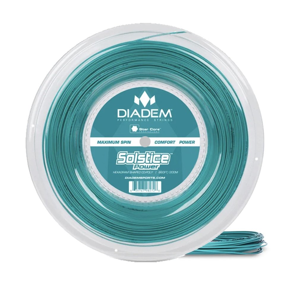 Diadem Solstice Power Tennis String Reel | Star Shaped for High Spin Co-Poly (16L, 1.25mm) Teal String Reel (200m/660ft)