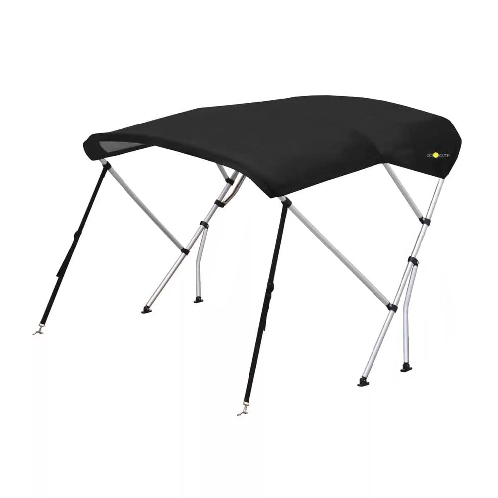 Oceansouth Breakwater Sportz Bimini Top  4ft with Rear Support Poles, Waterproof Includes Storage Boot (Black, 51"-59") fishing bows sun shade boat waterproof cover boot storage bow pole covers beach