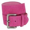 Men's Square Buckle Casual Jean Suede Leather Belt 1 1/2" Wide (Pink, 42) view 1
